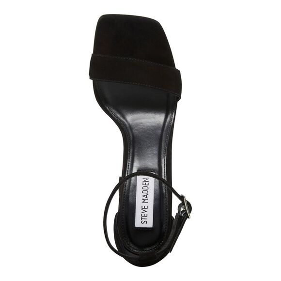 NWT STEVE MADDEN Womens Black Tiaa Toe Block Heel Leather Heeled Sandal 9.5 M - Picture 3 of 5